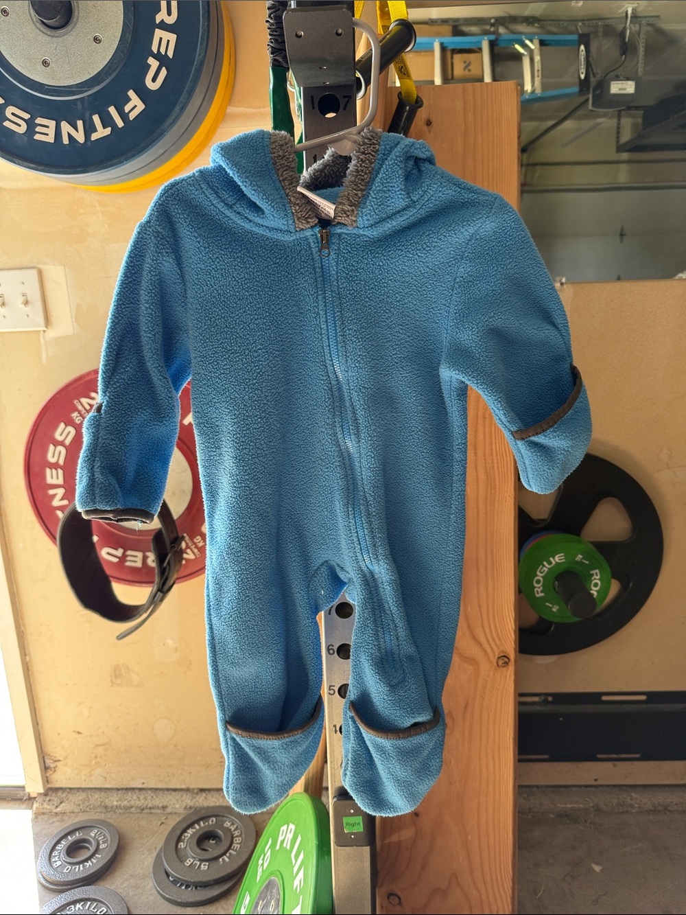 Baby Cozy Fleece One-Piece Hooded Romper - Blue